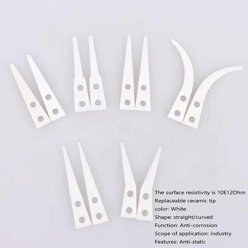 2pcs Anti-Static Ceramic Tweezers Straight/Little Curved/Big Curved Industrial