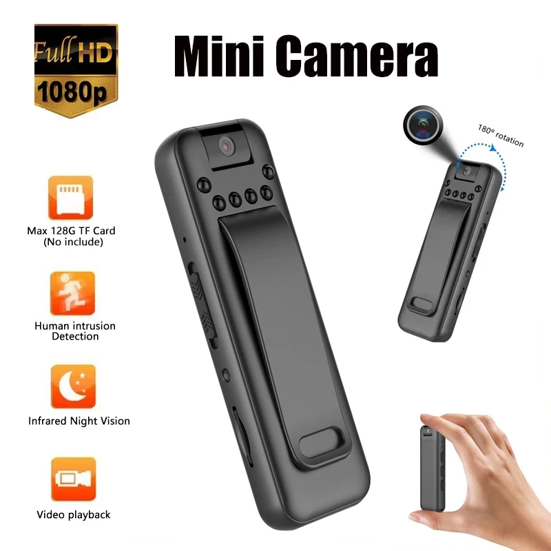 1080P Hd Mini Camera Pen Portatile Video Voice Audio Recorder Visione Notturna A Infrarossi 180 ° Rotante Body Camera Sport Dv