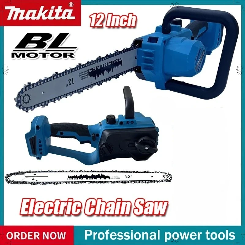 마키타 18V 브러시리스 전기 체인톱 7000RPM 600W 무선 휴대용 전기톱 정원 가지치기 전동 공구
