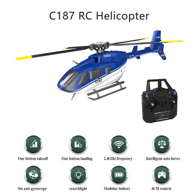 C187 rcヘリコプター,2.4g,4チャンネル,EC-135スケール,6軸ジャイロ