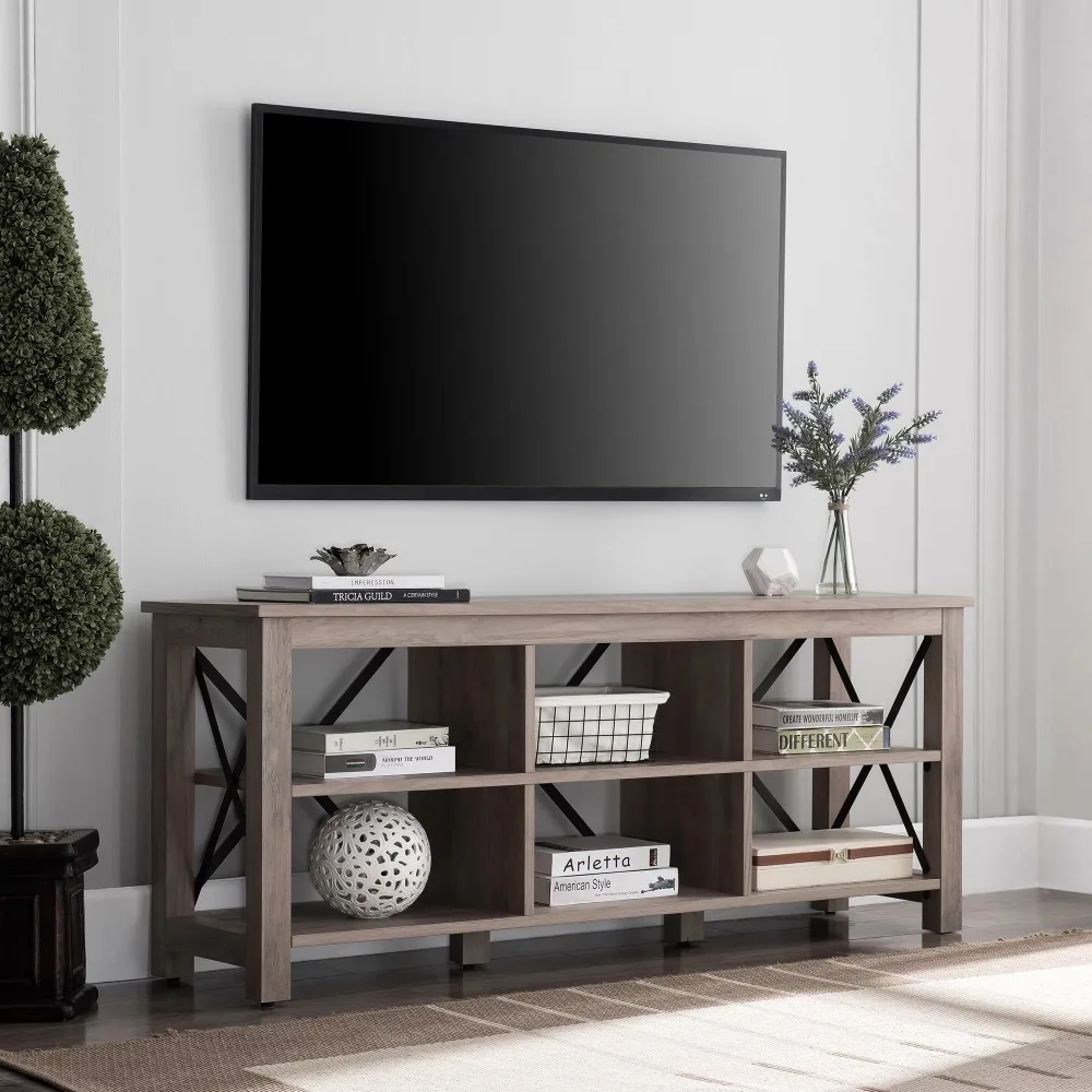 

Rectangular TV Stand for TV's Up to 65" Furniture Gray Oak Cabinet Table Supports Living Room TV Stands Home