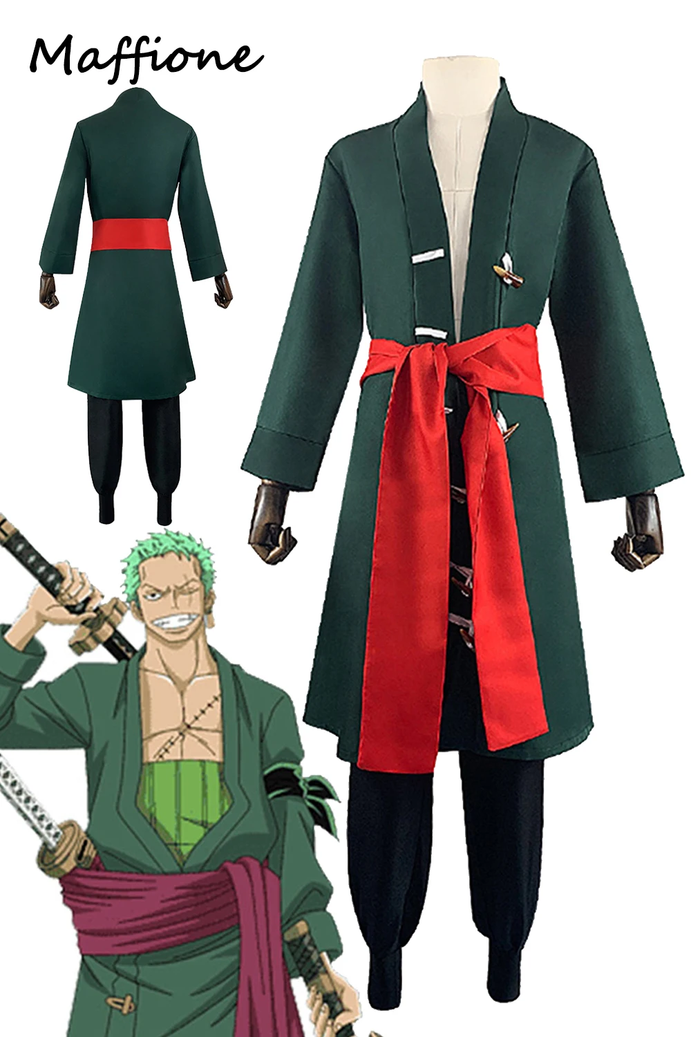 

Anime One Cosplay Piece Roronoa Cosplay Zoro Men Fantasy Kimono Costume Adult Male Disguise Belt Outfits Halloween Fantasia Suit