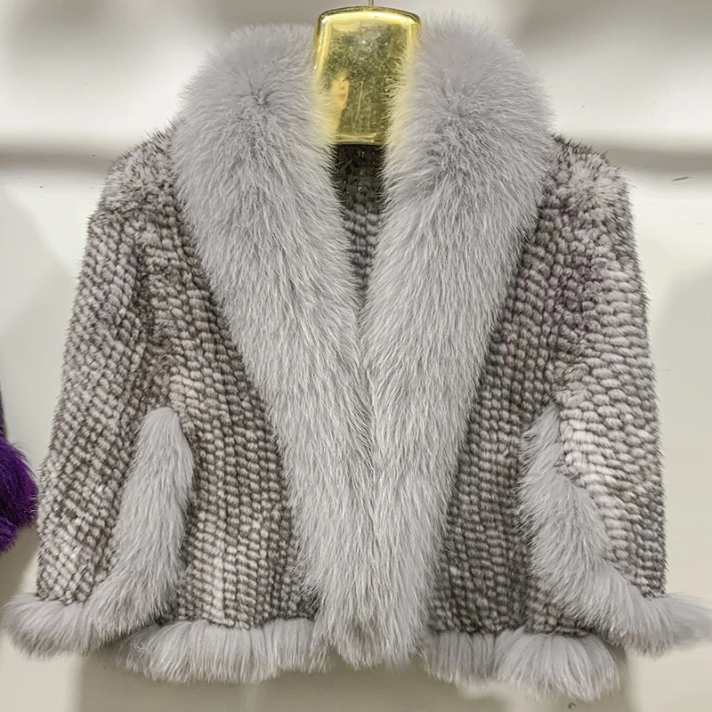 الخريف الشتاء السيدات حقيقية محبوك فرو المنك شالات...