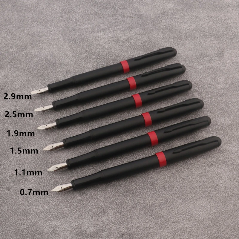 6pc Parallel Calligraphy Fountain Pen Matte Black Ink Pen Gothic Arabic