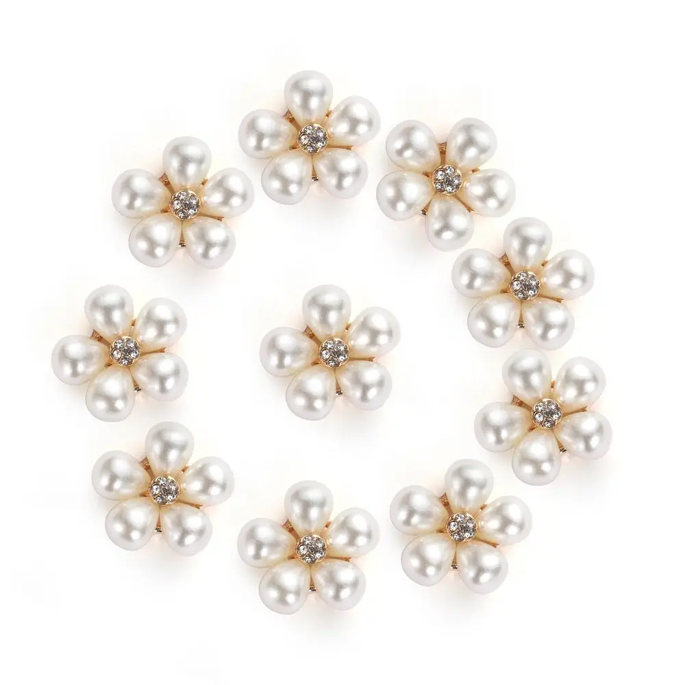 10 teile/satz Blume Scrap booking Strass Knöpfe Perlen knopf Hochzeits dekoration DIY Legierung Kristall bogen Zubehör – Detail 4