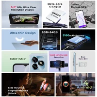 HOTWAV Note 15 Ultra-Thin Smartphone 6.6'' HD+ Android 14 OS 8(4+4)GB+64GB Octa-Core Mobile Phone 13MP 5160mAh Cellphone 2