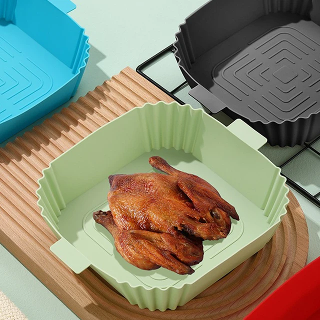 New Airfryer Silicone Basket Air Fryer Oven Baking Tray Pizza Fried Chicken  Airfryer Pan Liner Pot Accessories Silicone Tray - AliExpress