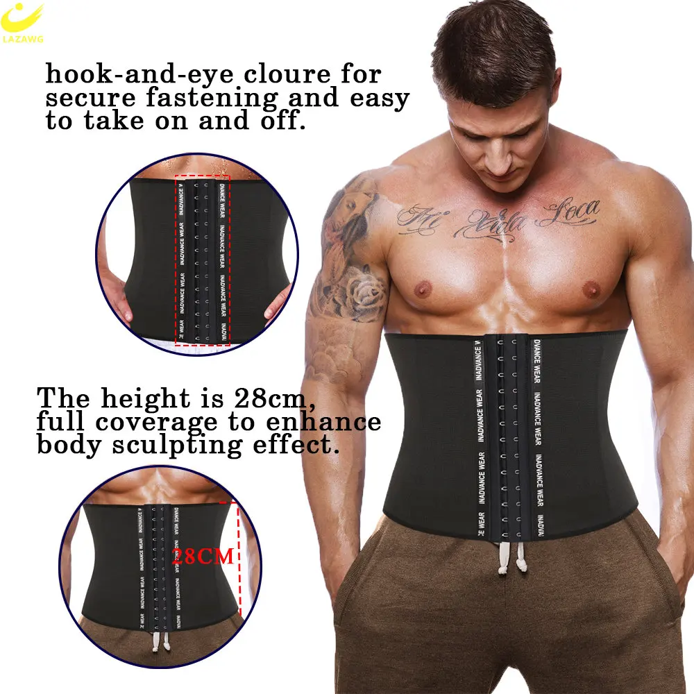 LAZAWG Waist Trainer for Men Belly Control Body Shaper Weight Loss Waist Cincher Trimmer Slimming Girdle Gym Fat Burner