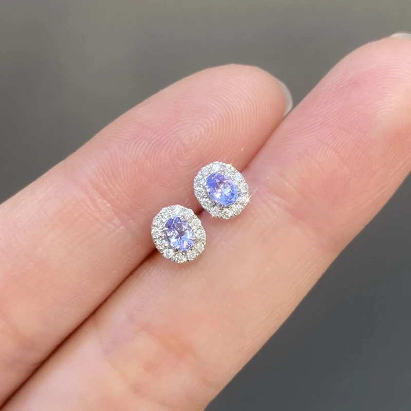 New Lavender Round Zircon Earrings for Women Exquisite 925 Sterling Silver Earrings Engagement Jewelry Party Jewelry