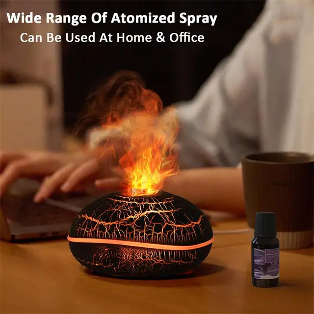 Hogar Aroma Humidifier Flame Essential Oil Diffuser Ultrasonic Aromatherapy Air Humidifier Home Mini Fragrance Diffuser with LED 3