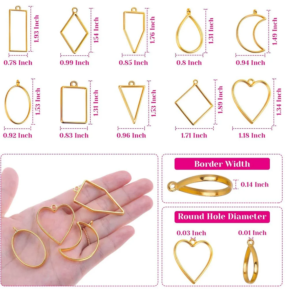 

Open Bezels for Resin, 60Pcs Hollow Frame Pendants Resin Craft Bezels Jewelry Molds for Resin Casting, Necklaces Making