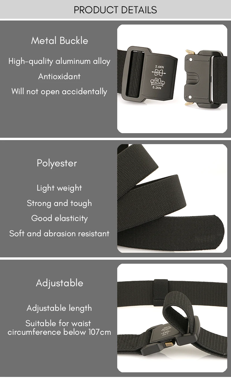 KOLBER 5cm Elastic Belt Men Aluminum Alloy Quick Release Buckle Tactical Outdoor Casual Belt 2 inch Hiking Stretch Girdle Male