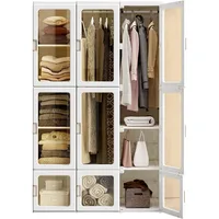 Portable Closet Storage Organizer Magnetic Transparent Door and Easy Assembly 8 Cubes & 2 Hanging Rod, Wardrobes 1