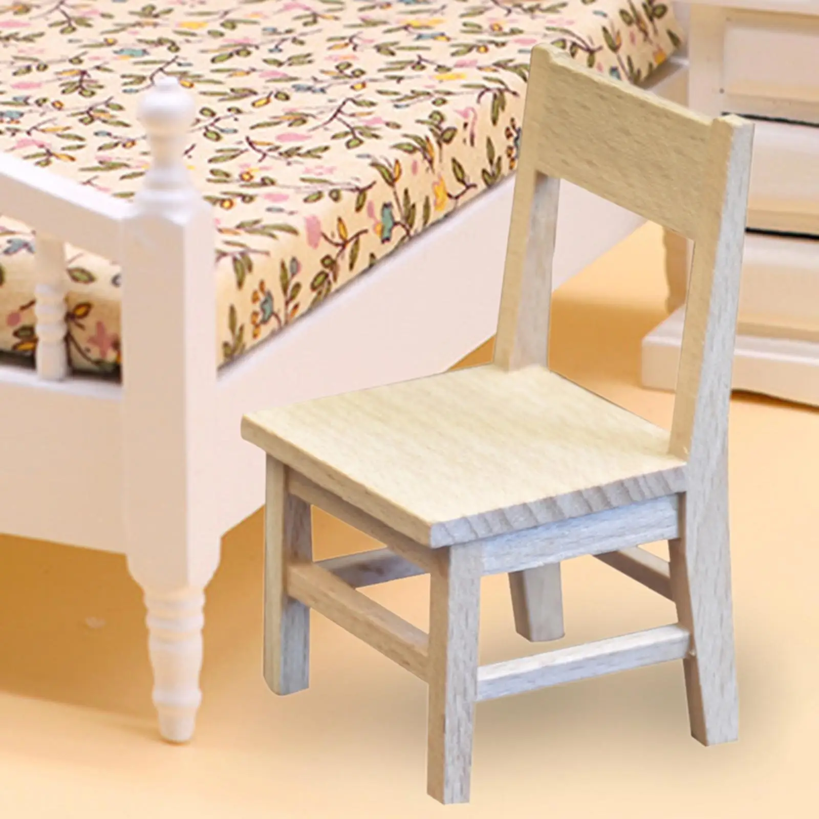 

Mini Wooden Chair Wooden Furniture for Dollhouse Photo Props Miniature Scene
