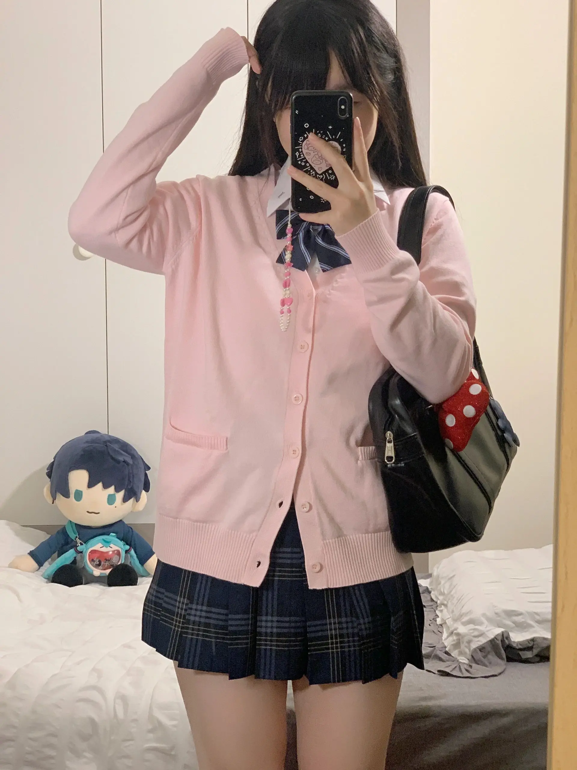 Pink Blue Black Cute Jk Sweater Knitted Cardigan Female Original Japanese Jacket Uniform School Supply Feeling Lazy Style knitted cardigan