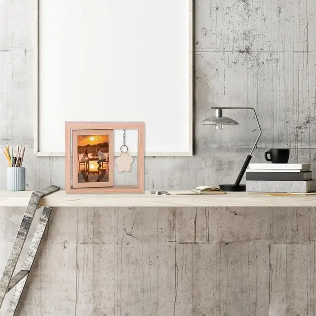 Dupla Mellékképes Képkeret Függőleges Rusztikus Fotókeretek 360 Forgó - Image 5