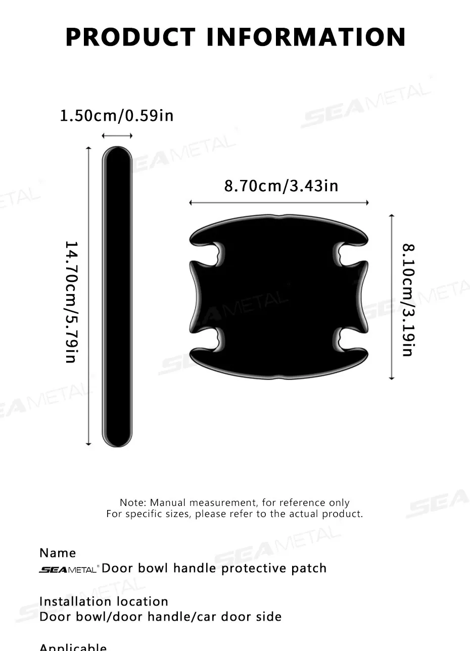 Car Door Handle Protective Sticker Wear Resistant Scratch Resistant Black Protec