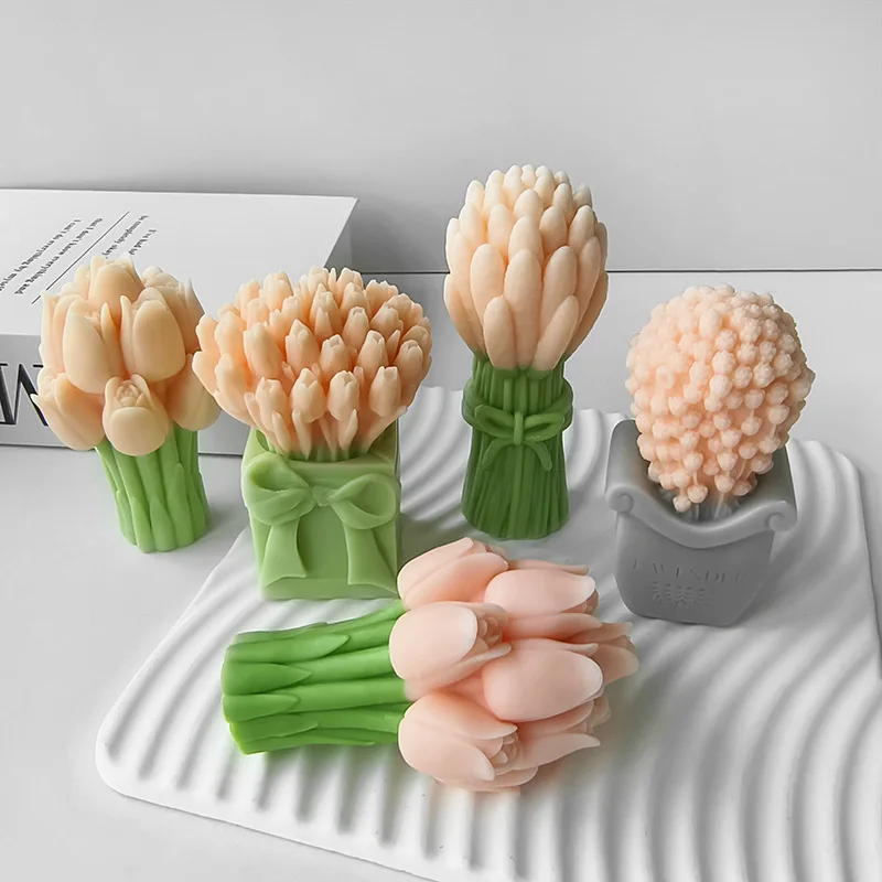 3D Lavender Tulip Bouquet Aroma Candle Silicone Mold DIY Gifts Flower Ornaments Handmade Soap Mould aromatherapy candle mold silicone mold silicone candle molds silicone candle mold candle mold