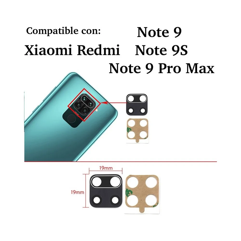 Cristal Camara Trasera lente Xiaomi Redmi Note 9 9S Pro Max Repuesto Trasero