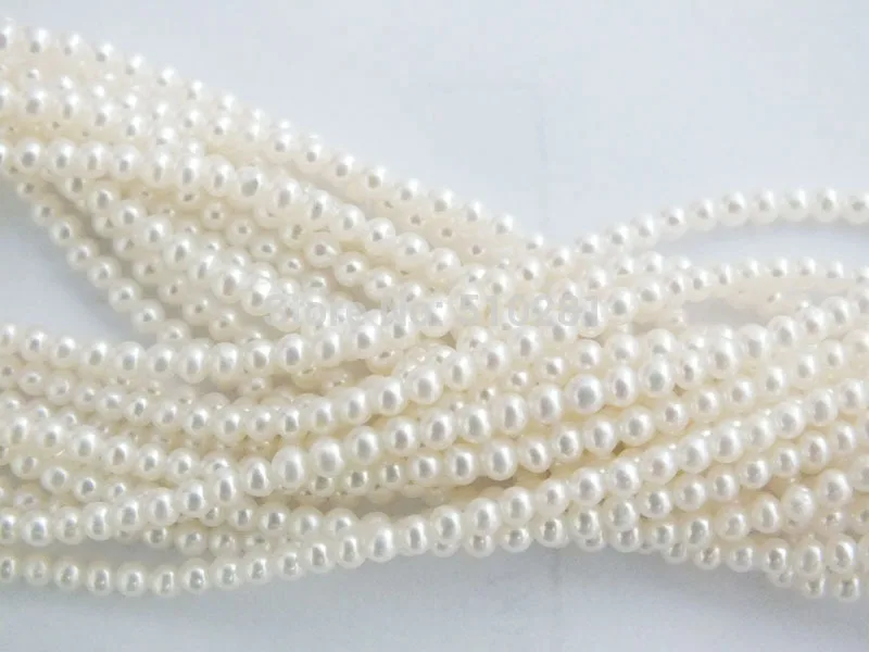 흰색 라운드 담수 진주 스트링, 고품질, 2.5mm, 15 인치, 5 개