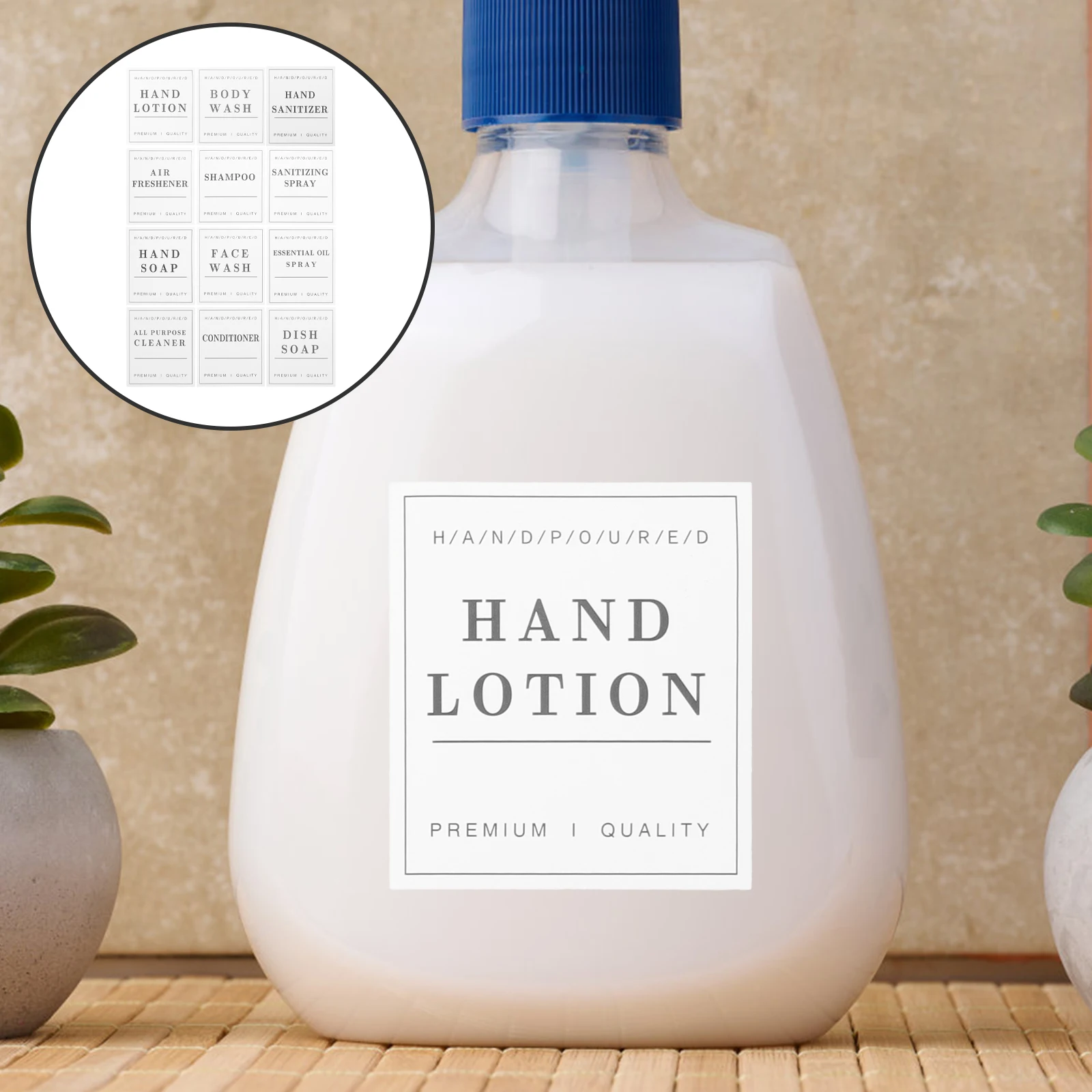 Shampoo Bottles label stickers 12pcs Bathroom and Kitchen Soap Dispenser Empty Bottles Wall Decor Hands Soap Sub-bottle With Waterproof Labels