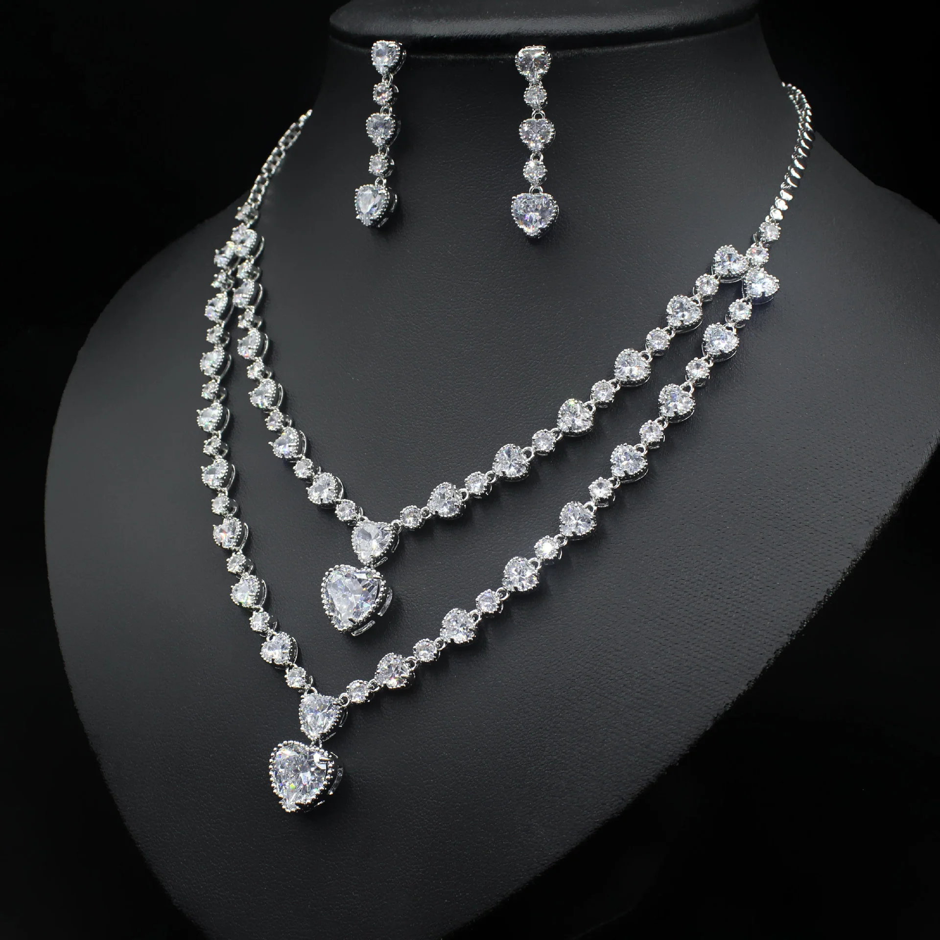 luxury-brand-genuine-real-jewels-noble-wedding-dress-heart-shaped-pendant-necklace-two-sets-double-layer-zircon-earrings-fas