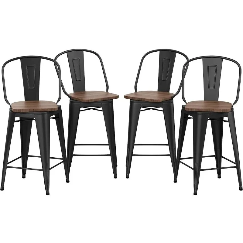 

Changjie Furniture Metal Bar Stools Counter Height Stool Bar Stools Set of 4 Kitchen Swivel Dining Bar Chairs