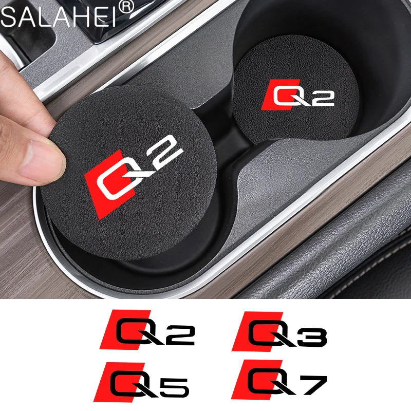 2 Pezzi Sottobicchiere In Pelle Car Styling Water Cup Mat Accessori Interni Per Audi Quattro A1 A3 A4 A5 A6 A7 A8 Q2 Q3 Q5 Q7 Q8 Tt Rs3