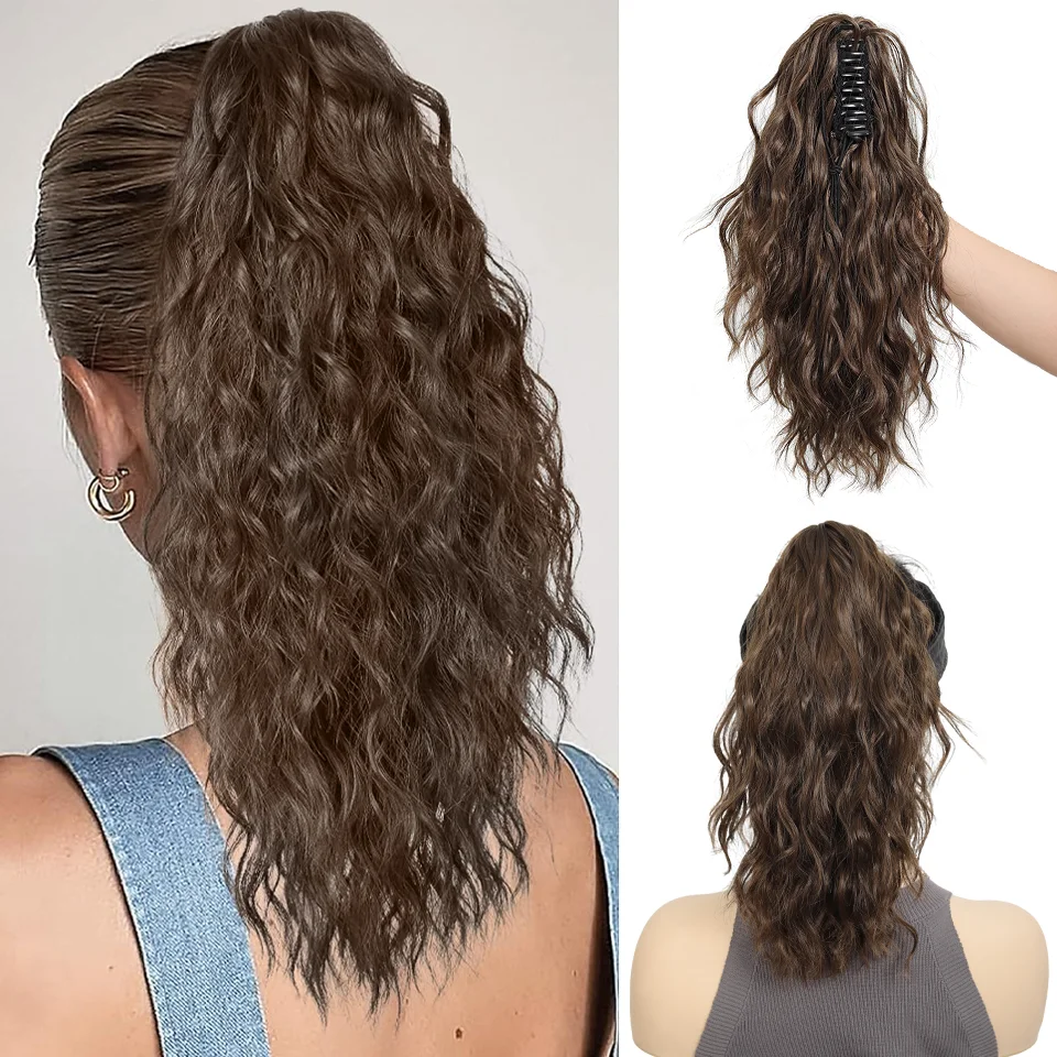 LUPU 35,6 cm langer, synthetischer, lockiger Clip-in-Pferdeschwanz, modisch, für den täglichen Gebrauch, hitzebeständig, elegant, für Halloween, Feiertage – Detail 7