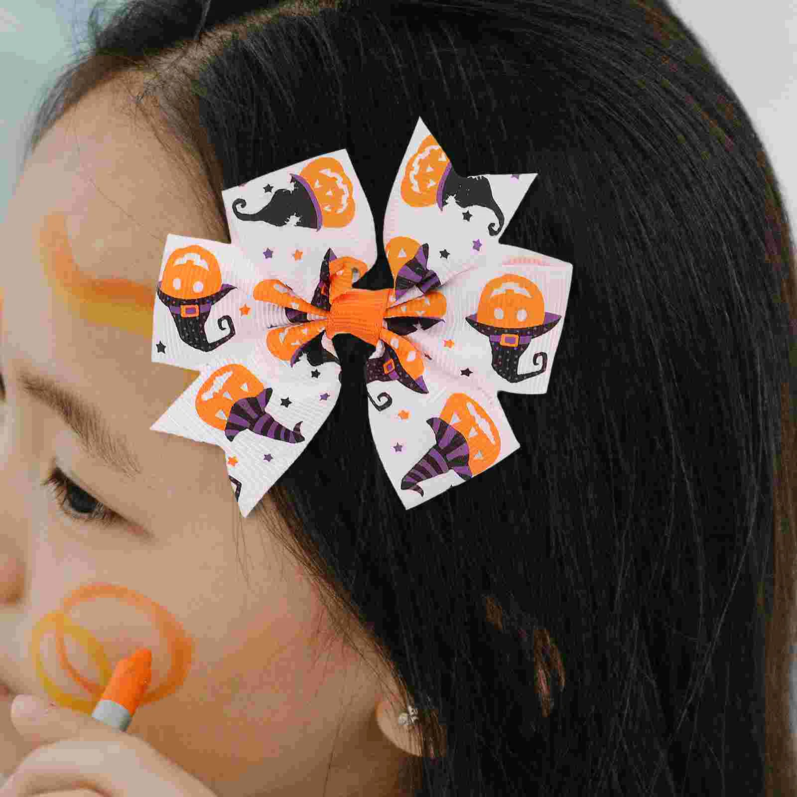 활 머리 장식 헤어 클로 클립, 여성용 할로윈 액세서리, 소녀 바레트 골지 벨트, 귀여운 천 머리핀, 어린이, 4 개