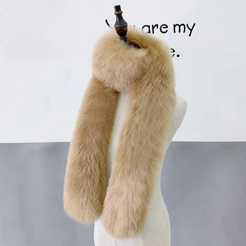 New Long Faux Fur Scarf Winter Women Scarf Fur Scarves Girl Ladies Warm Neck Warmers Shawl Decor Fluffy Shawl Wrap Luxury