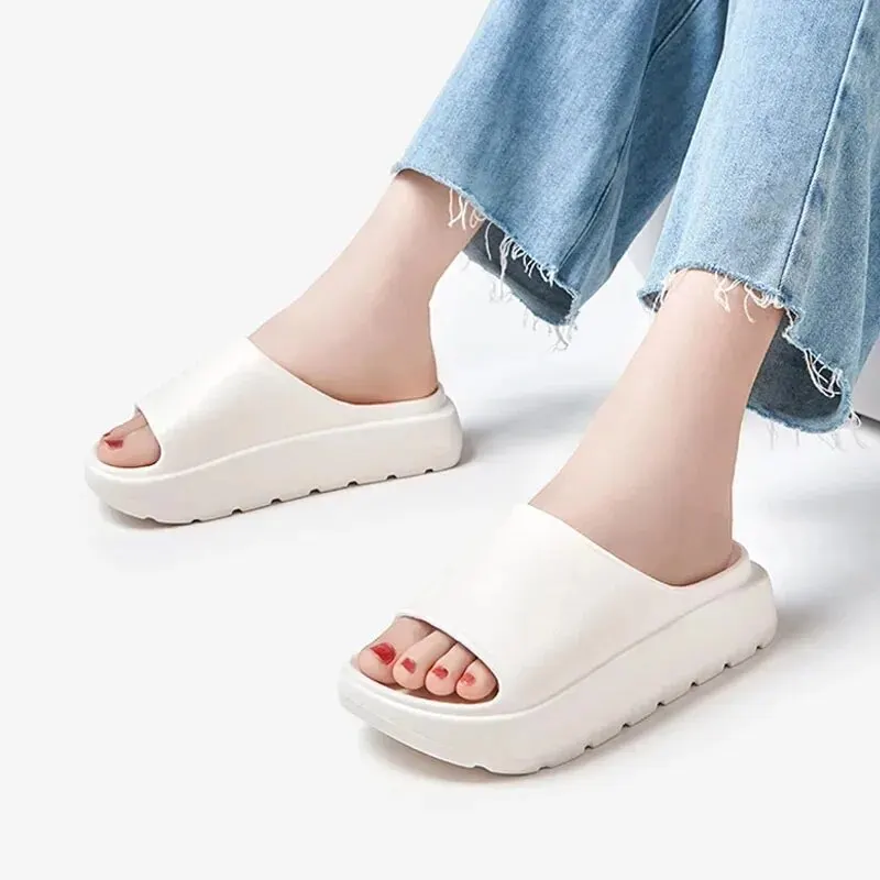 Summer Women Non-Slip Platform Slippers UNISEX Peep Toe Outdoor Casual Shoes for Woman Flat Bottom Comfortable Beach Slipper 4