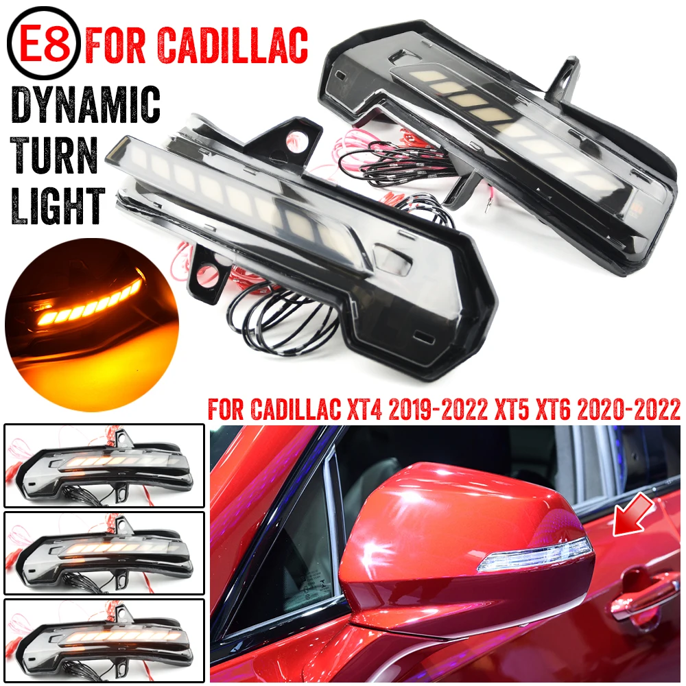 

2Pcs LED Dynamic Turn Signal Light Side Mirror Blinker Arrow Sequential Flasher Repeater For Cadillac XT4 XT5 XT6 2019-2020