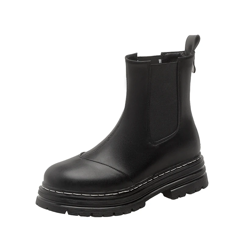 

Zipper Women Ankle Boots Autumn Winter FCYTK Black Brown Round Toe Chelsea Boots Ladies Fashion Casual Boots Platform Heels