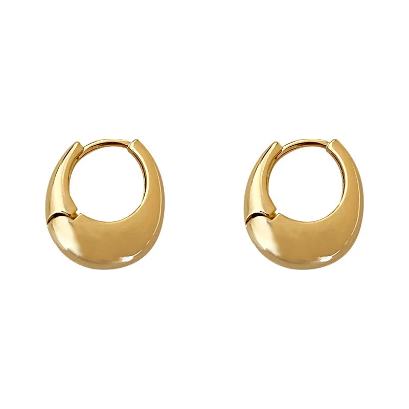 Stainless Steel Smooth Metal Chunky Hoop Earrings For Women Girls Fashion Round Circle Hoops Statement Earrings Punk Jewelry 5