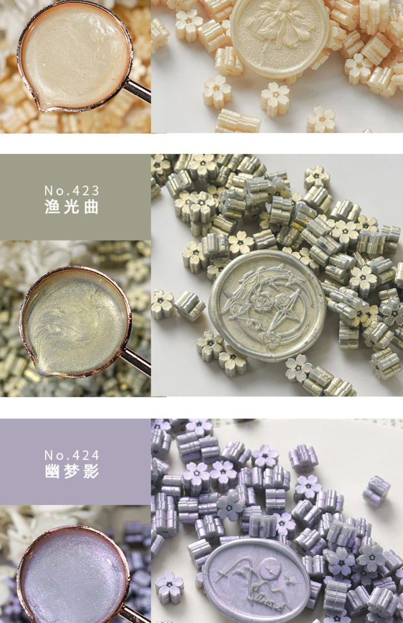 60pcs Sakura Wax Seal Beads INS Glitter Fire Paint Wax Beads DIY Envelope Wedding Invitation Vintage Stamp Craft Supplies