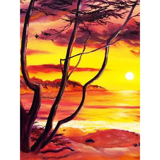CHENISTORY Pictures By Number Cartoon Sunset Scenery Diy Kits Painting By  Numbers Lake Handpainted Drawing On Canvas Gift Home D - AliExpress
