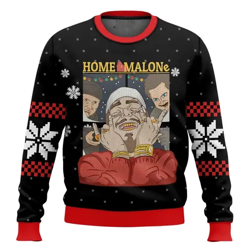 Merry Christmas alone at home Ugly Christmas sweater cartoon animation Men's pullover 2026 fashionable couple shirts Sweatshirt - Image 9