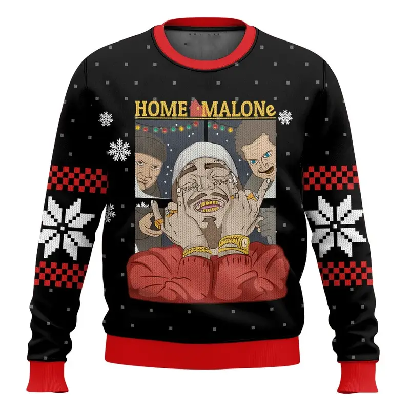 Merry Christmas alone at home Ugly Christmas sweater cartoon animation Men's pullover 2026 fashionable couple shirts Sweatshirt - Image 9
