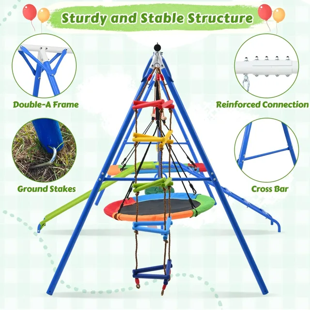 6-in-1 Metal Swing Playset 3