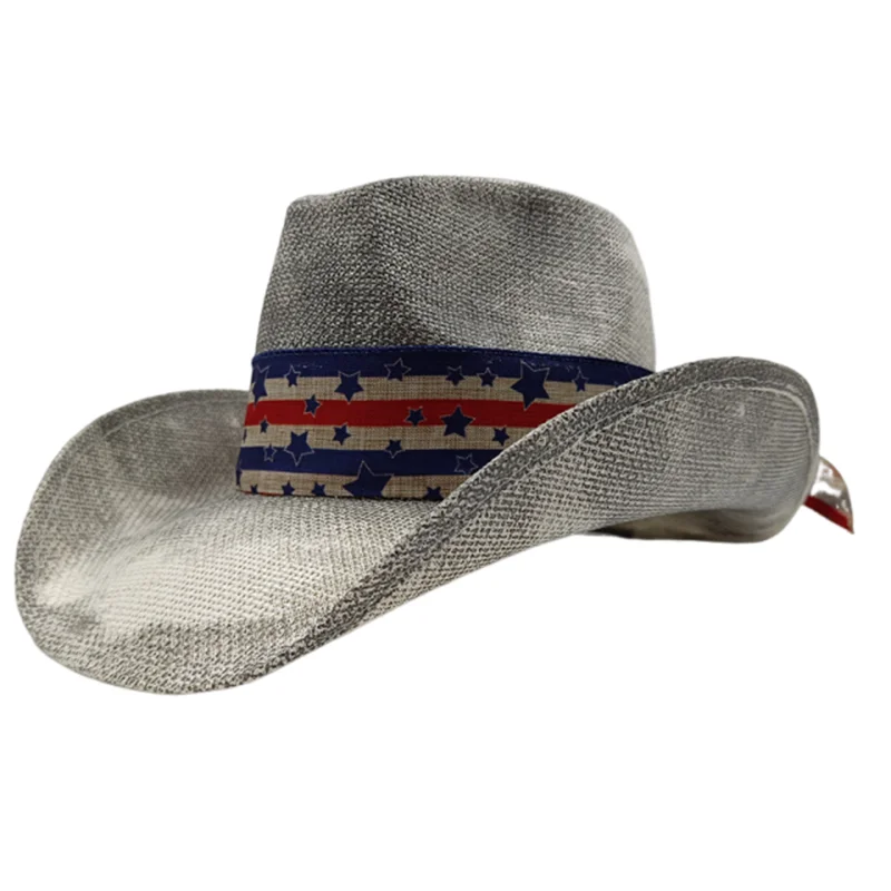 Schwarzer Cowboyhut mit silbernem Rand für Sommer, Outdoor, Reisen, Stern-Cowboyhut für Männer und Frauen, Retro-Gentleman-Dame, Sombrero Vaquero – Detail 5