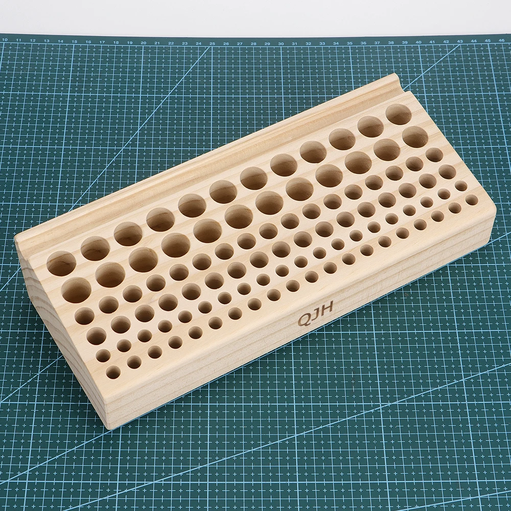 가죽 조각, 스탬핑, 절단 도구, DIY 공예품 보관을 위한 98개 구멍이 있는 1개의 나무 정리함, DIY 공예품 보관 랙 정리대