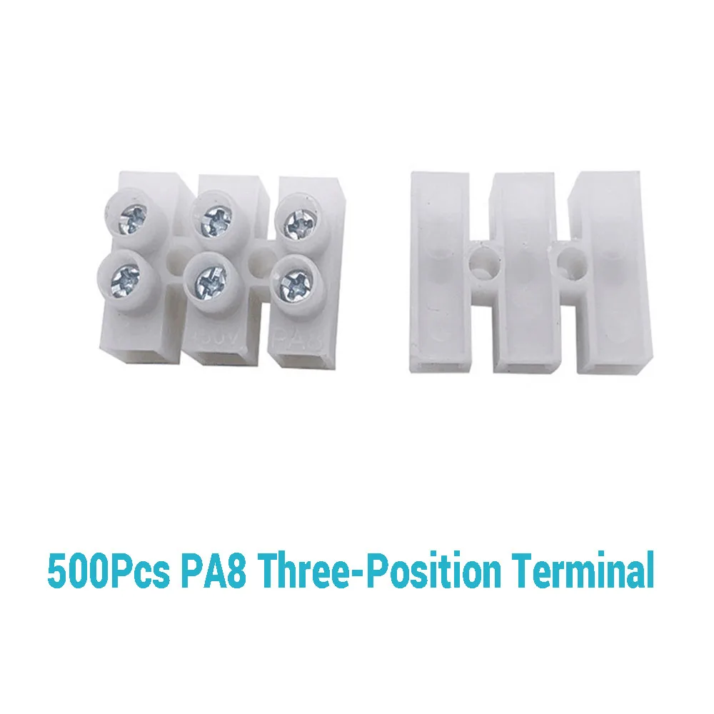 

500 Pcs PA8 Three-Position Terminal LED Ceiling Lamp Terminal Block Cable Connector PP Plastic Terminal For 5A-10A Cable
