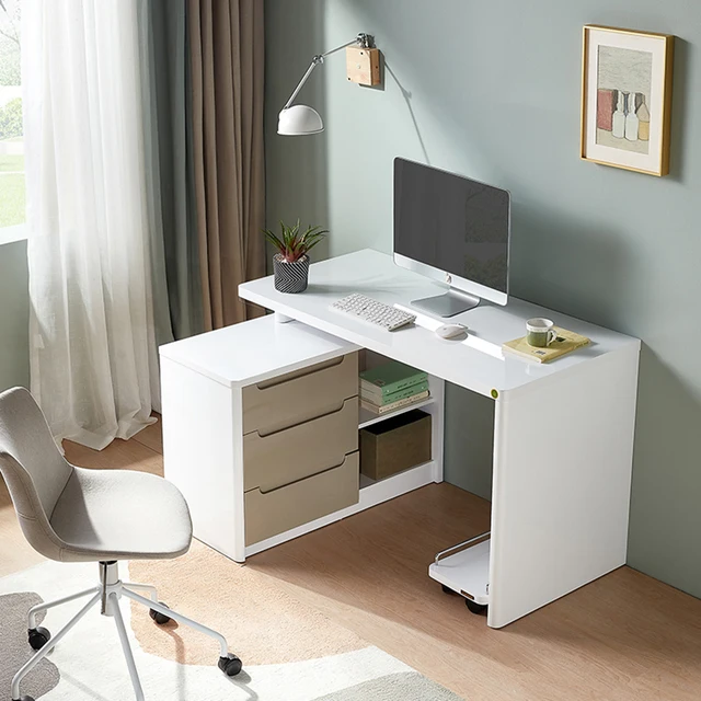 Functional Office Desk with White Storage Drawers – Bedroom Ready ...