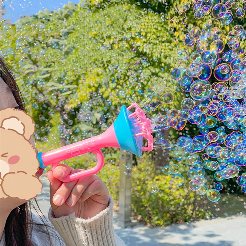 Big Bubble Wands Set 8 Hole Bubble Blower Set Creative Trumpet Shaped Bubble Maker with Tray Summer Party Favors Outdoor Toys 5