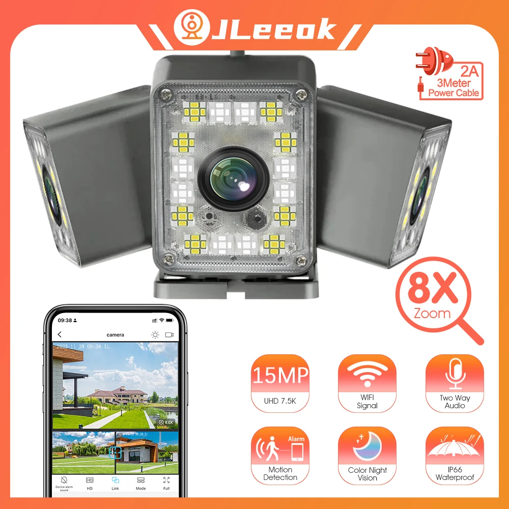 

Камера видеонаблюдения JLeeok 15MP с тремя объективами и Wi-Fi