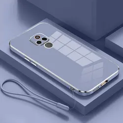 Luxury Square Plating Shockproof Silicone Back Cover Case - Moto E7 Plus (Gs6D grey)