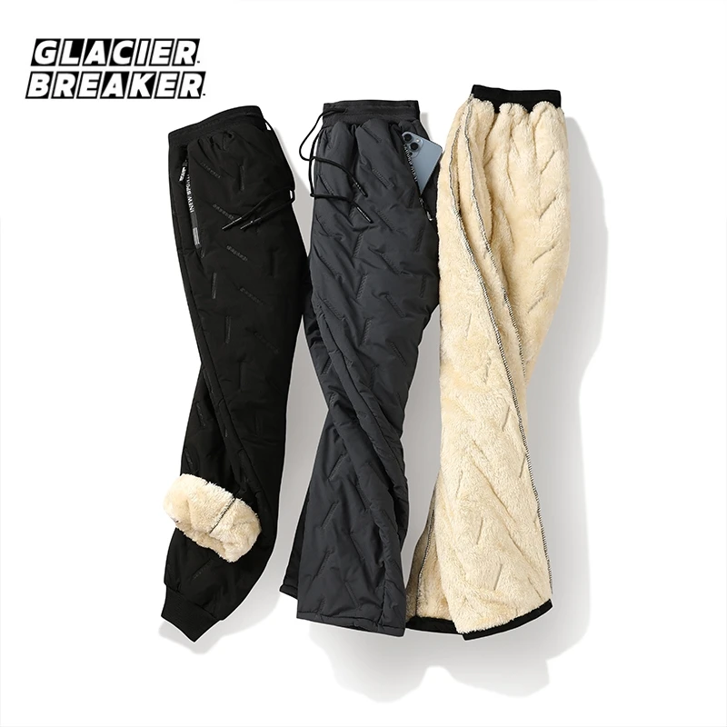 

Men Sweatpants Winter Lambswool Warm Thicken Fashion Joggers Outdoor Waterproof Casual Windproof Pants Fleece OverSize Trousers