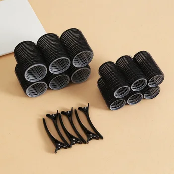 Bigodini per Capelli 6 Pezzi da 4cm, 6 Pezzi da 3cm, Bigodini Autoaderenti con 6 Fermagli per Capelli Lunghi, Lisci e Spessi