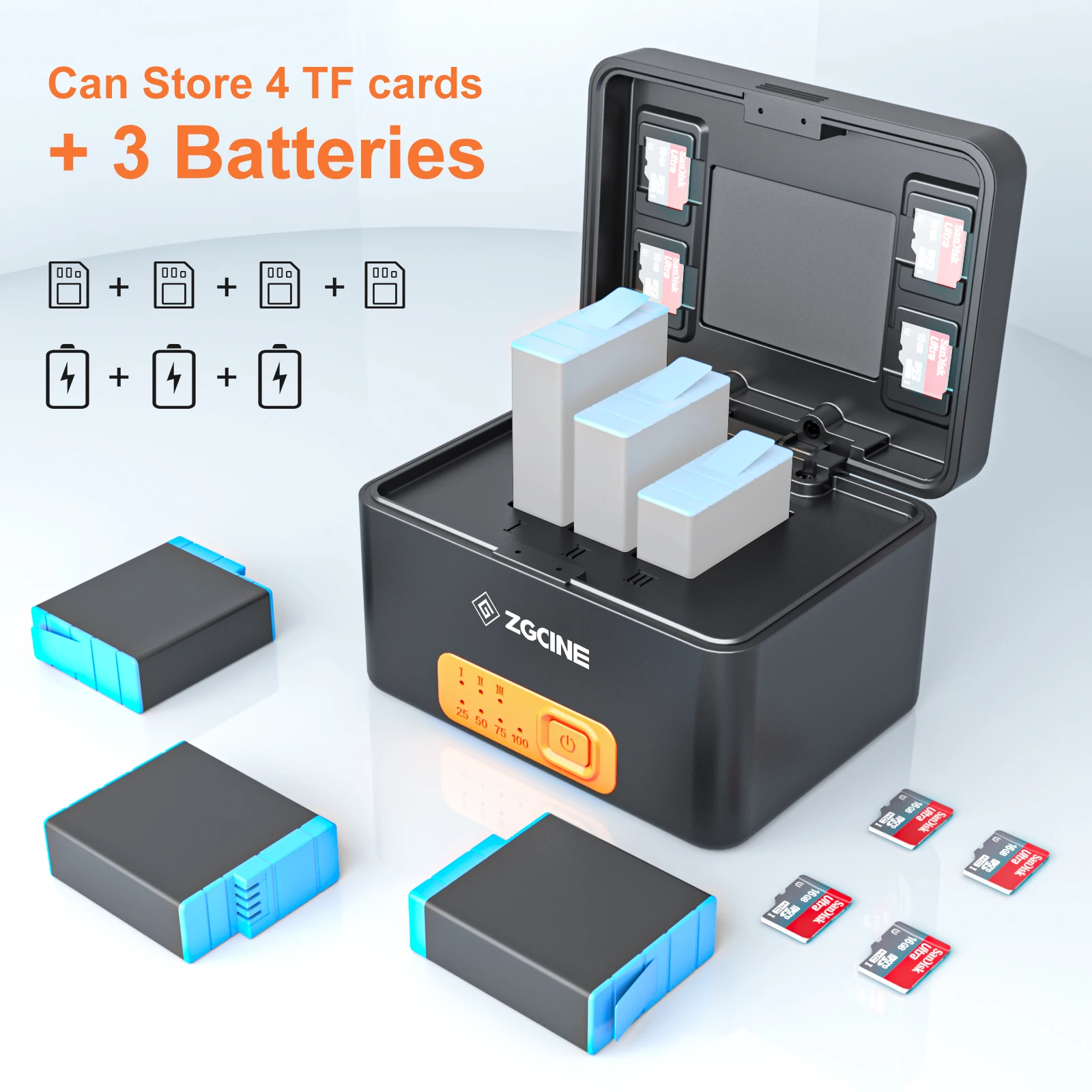 

SETTO 10400mAh Rechargeable Battery Charging Storage Box for GoPro Hero 10 9 8/7/6/5 Smart Case for GoPro